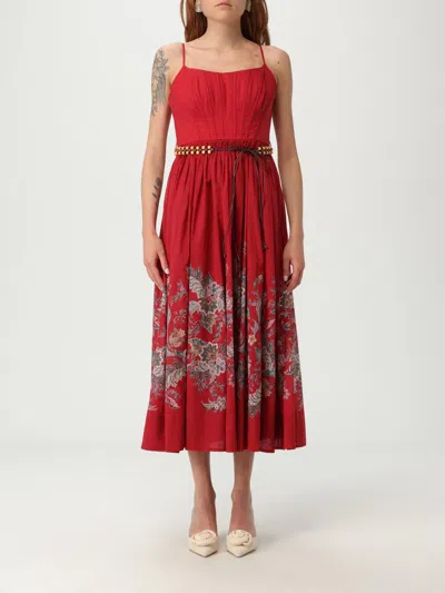 Zimmermann Rhiannon Cotton Corset Midi Dress In Red