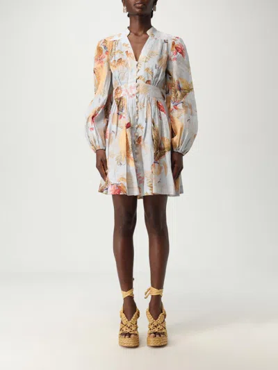 Zimmermann Ascension Linen Plunge Mini Dress In White