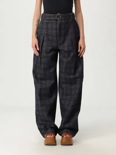 Burberry Indigo Jeans In Check Pattern Denim In Black