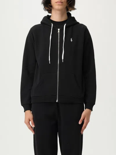 Polo Ralph Lauren Felpa In Misto Cotone Nero Donna In Black