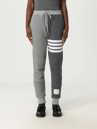 Thom Browne Trousers Block Design Striped Detail In Gray