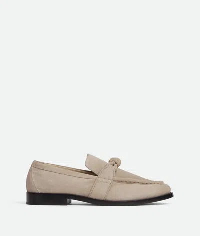 Bottega Veneta Sand Suede Astaire Loafers With Knotted Detail In Neutral