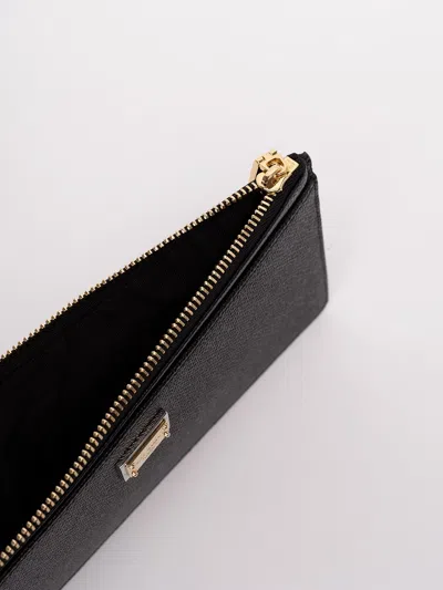 Dolce & Gabbana Women Large Black Dauphine Leather Card Case