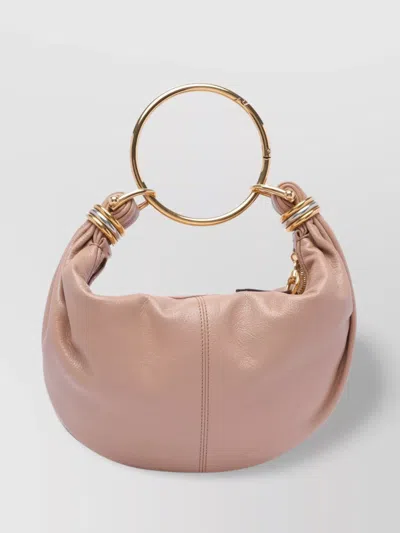 Chloé Small Bracelet Hobo Bag In Grained Leather In Pink