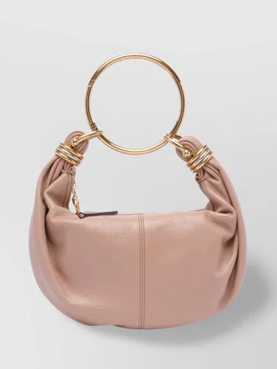 Chloé Small Bracelet Hobo Bag In Grained Leather In Pink