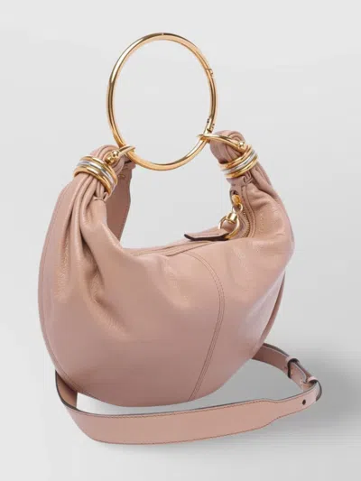 Chloé Small Bracelet Hobo Bag In Grained Leather In Pink