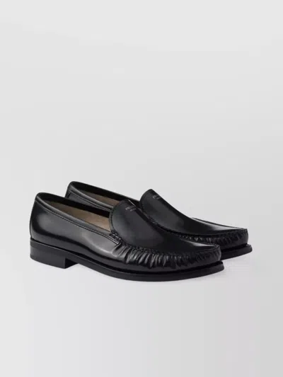 Prada Brushed Leather Loafers Shoes In Black