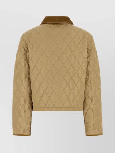 Burberry Cotton-corduroy-trimmed Quilted Shell Jacket In Brown