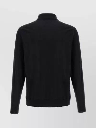 Kiton Long-sleeved Knitted Polo Shirt In Gray