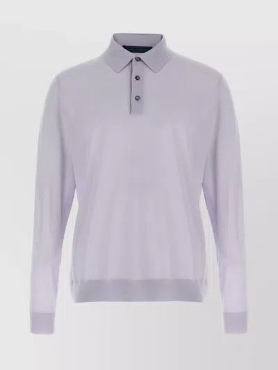 Kiton Ribbed Cuffs And Hem Polo Shirt In Purple