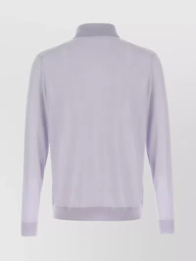 Kiton Ribbed Cuffs And Hem Polo Shirt In Purple