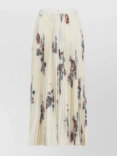 Etro Pleated Midi Skirt With Floral Print In Neutral