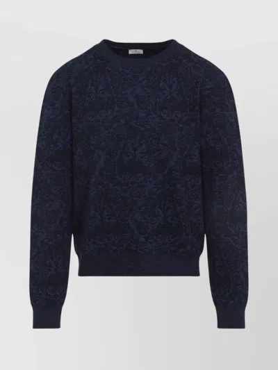 Etro Maglione In Misto Cotone Ricamato  Uomo In Black