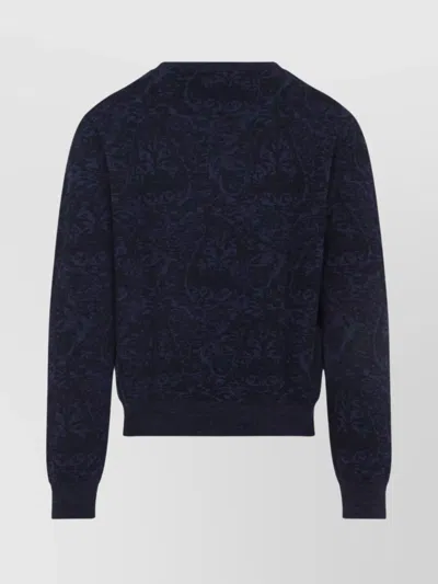 Etro Maglione In Misto Cotone Ricamato  Uomo In Black