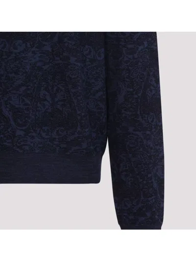 Etro Maglione In Misto Cotone Ricamato  Uomo In Black