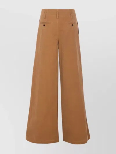 Chloé Cotton Canvas Wide Pants In Brown