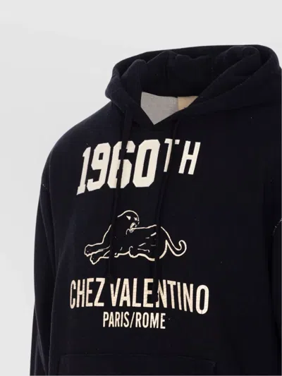 Valentino Garavani Hoodie With Logo Print In Black