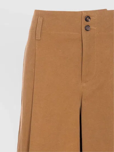 Chloé Cotton Canvas Wide Pants In Brown