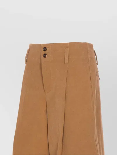 Chloé Cotton Canvas Wide Pants In Brown