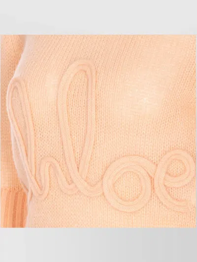 Chloé Logo Embroidery Sweater Sweaters And Cardigans Pink In Neutral