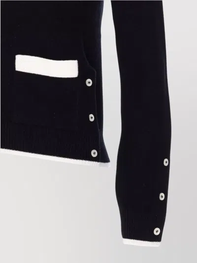 Thom Browne Side Buttoned Knit Cardigan In Black