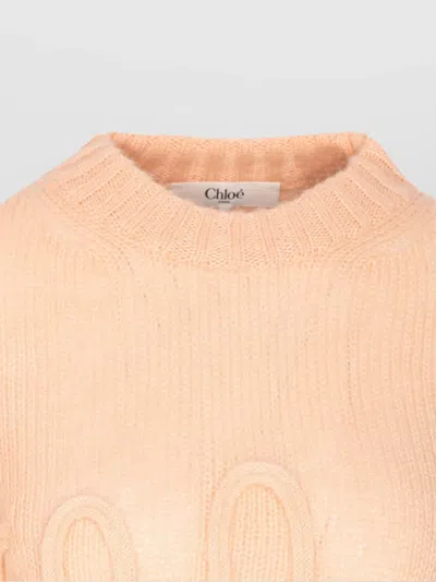 Chloé Logo Embroidery Sweater Sweaters And Cardigans Pink In Neutral