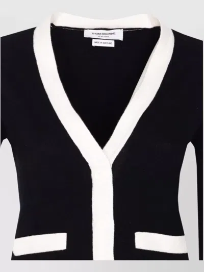 Thom Browne Side Buttoned Knit Cardigan In Black