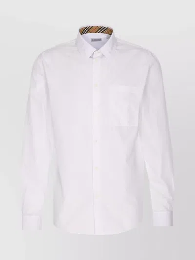 Burberry Long-sleeved Button-up Cotton Shirt In White
