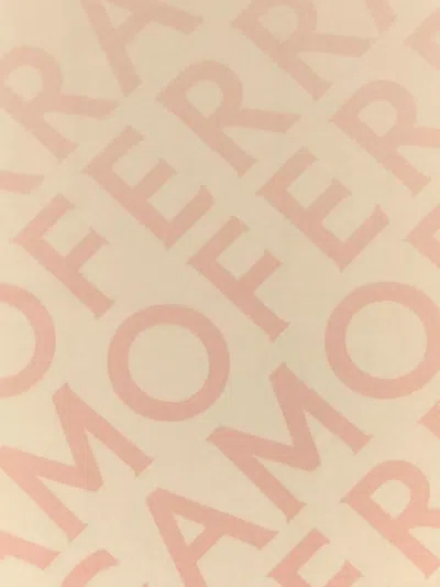 Ferragamo Embroidered Reversible Wool Blend Scarf In Neutral