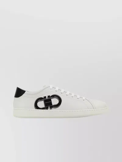 Ferragamo Double Gancini Brandy1 Sneakers In White