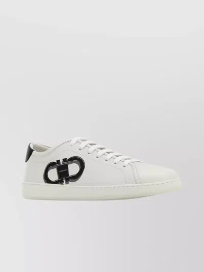 Ferragamo Double Gancini Brandy1 Sneakers In White