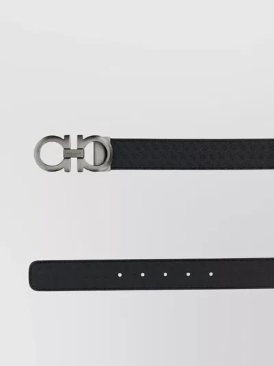 Ferragamo Reversible Leather Belt Adjustable Length Embossed Pattern