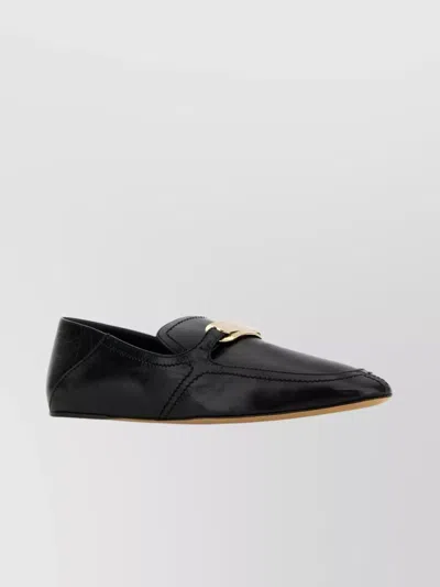 Ferragamo Elaine Vara Buckle Loafers In Calf Leather In Black