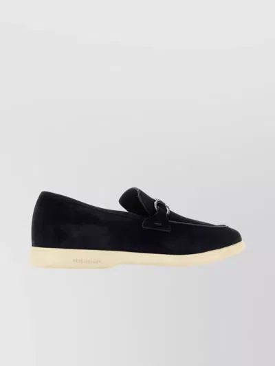 Ferragamo Deconstructed Gancini-detailed Suede Loafers In Black