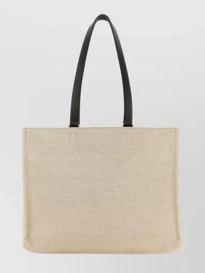 Ferragamo Canvas Shopping Bag Leather Handles