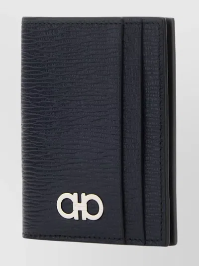 Ferragamo Portacarte In Pelle Nera Uomo In Blue