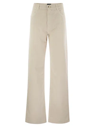 Fay 5 Pocket Trousers In Stretch Cotton Drill In Neutral