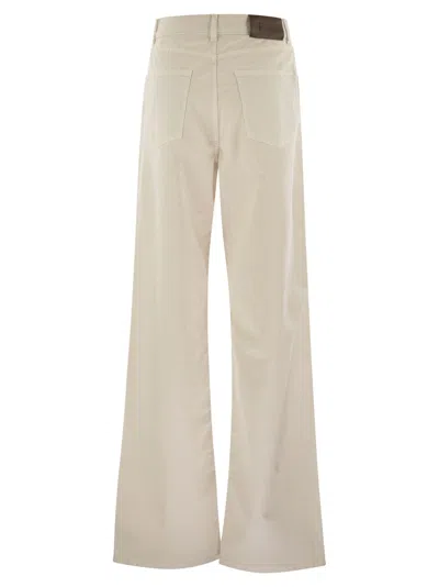 Fay 5 Pocket Trousers In Stretch Cotton Drill In Neutral
