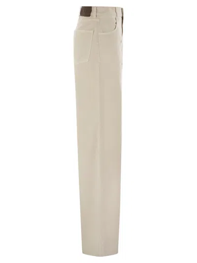 Fay 5 Pocket Trousers In Stretch Cotton Drill In Neutral