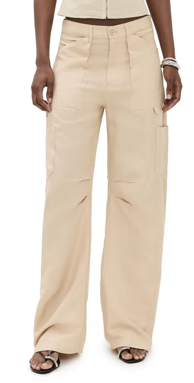Lioness Miami Vice Linen Pants Deep Wheat In Neutral