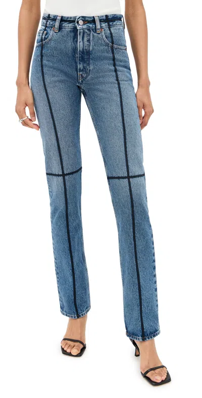 Mm6 Maison Margiela Mm6 By Maison Margiela Flared Blue Jeans With Contrasting Stitching In Blue