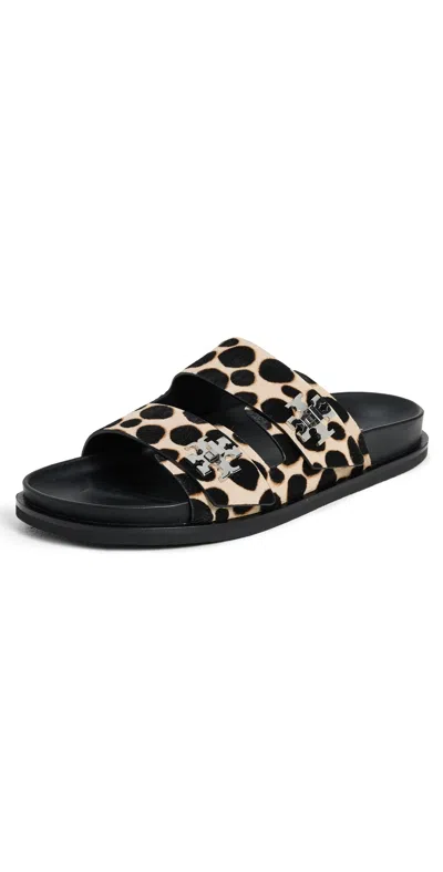 Tory Burch Round Toe Double Strap Animal Print Sandals In Animal Print