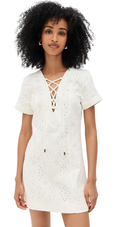 Ramy Brook Ines Eyelet Denim Mini Dress In White