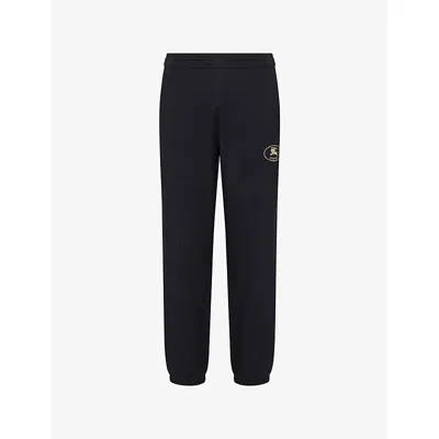 Burberry Knight Stamp Cotton Track Pants In Black