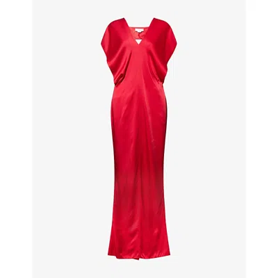 Stella Mccartney Womens V-neck Sleeveless Satin Gown Raspberry In Red