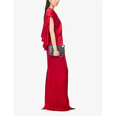 Stella Mccartney Womens V-neck Sleeveless Satin Gown Raspberry In Red