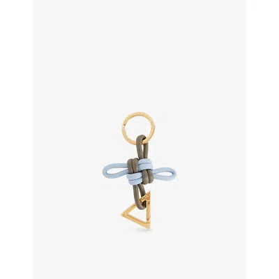 Bottega Veneta Womens Triangle Knot Leather And Metal Keyring Cypress-ice-gold