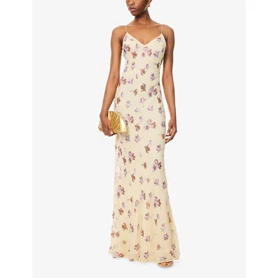 Self-portrait Floral Embellished Viscose Maxi Dress In Neutral