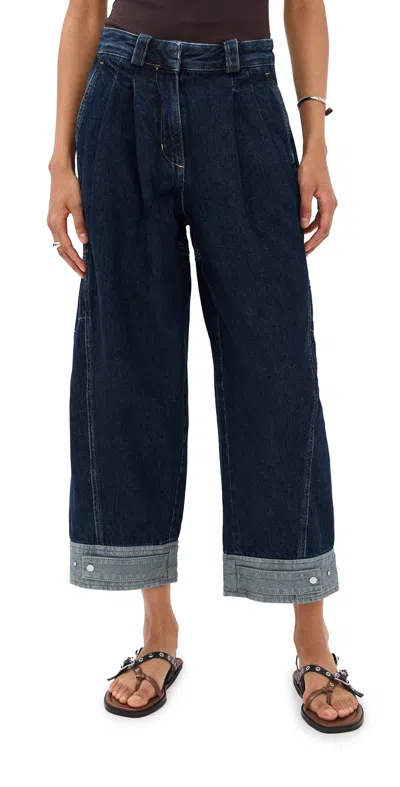 3.1 Phillip Lim Curved Wide Leg Cropped Pants Dark Indigo In Blue