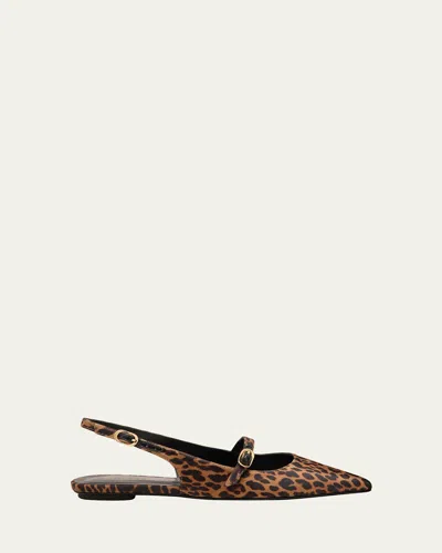 Stuart Weitzman Emilia Leopard Mary Jane Slingback Ballerina Flats In Multi